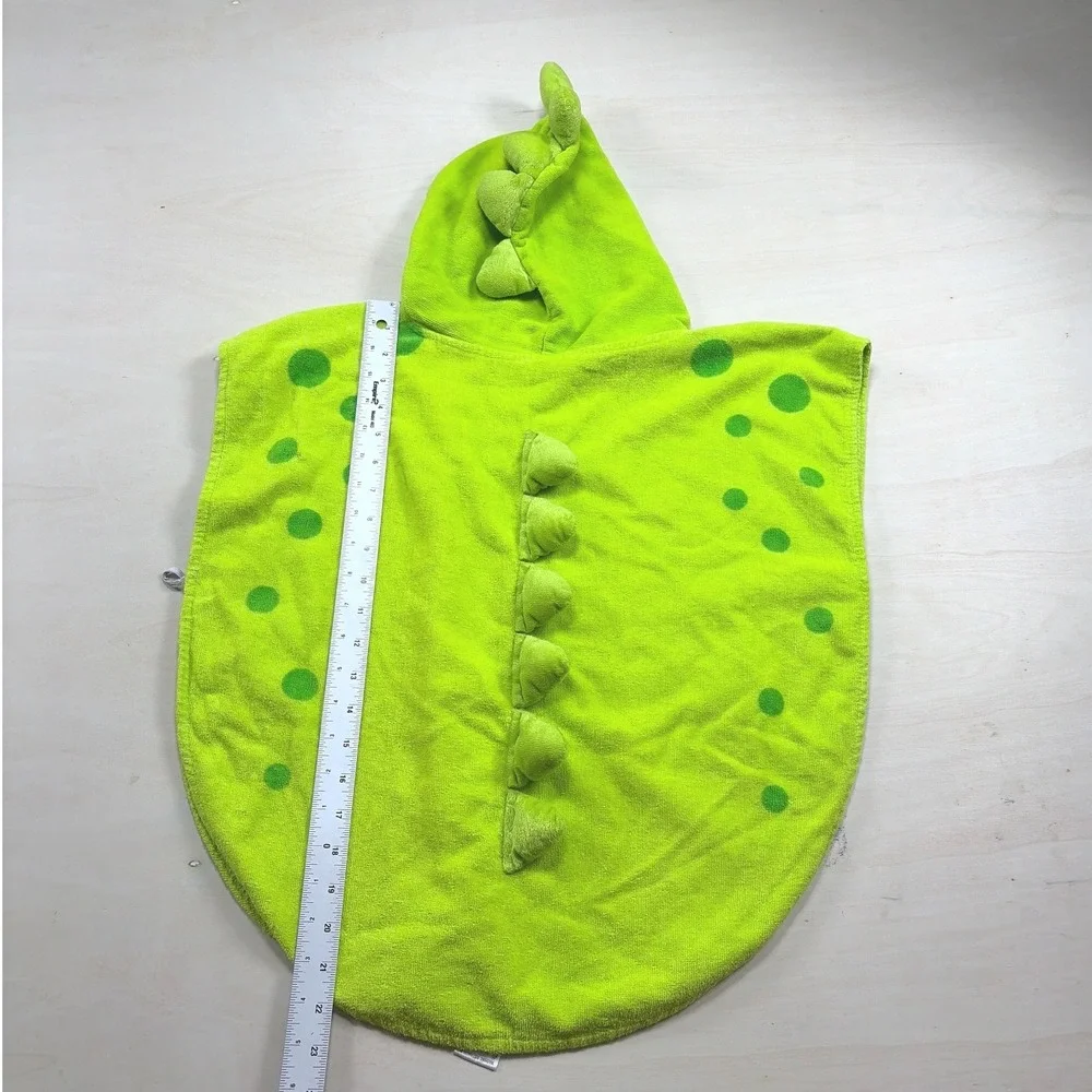 Green Dinosaur Hooded Poncho Towel Kids Pure Cotton Bath Beach Wrap 3D Spikes